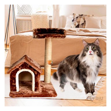 GYM GATO MA31121 RYBIU PARA ENTRETENIMIENTO GATUNO MARRON Y STICKERS