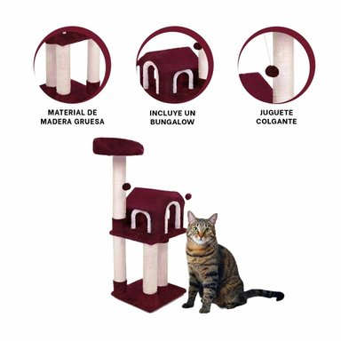GIMNASIO GATOS MA31128 RYBIU CASA ESPACIOSO DE 3 PISOS EN COLOR GUINDA - 3