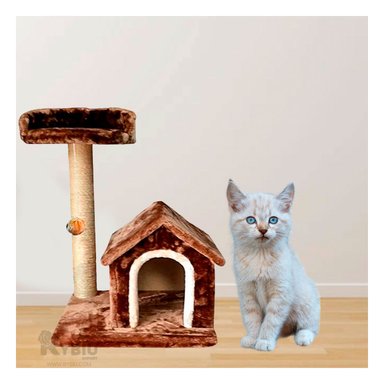 GIMNASIO GATOS MA31121 RYBIU EN FORMA DE CASA DE DOS PISOS DE COLOR MARRON