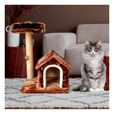 GIMNASIO GATOS MA31121 RYBIU EN FORMA DE CASA DE DOS PISOS DE COLOR MARRON - 2