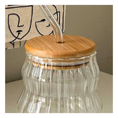 VASO REDONDEADO CON TAPA Y SORBETE RYBIU CO32133 TRANSPARENTE