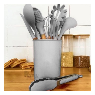SET UTENSILIOS RYBIU CO29873 GRIS IDEAL COCINA PLOMO + PAPEL REGALO