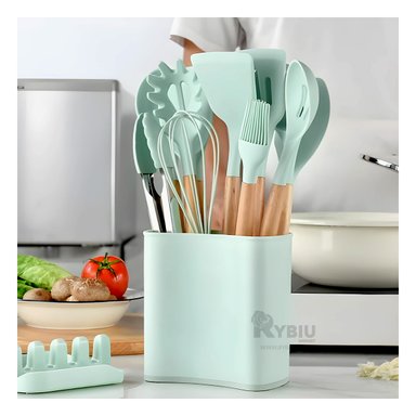 SET UTENSILIOS RYBIU CO29872 VERDE AGUA ELEGANTE COCINA + REGALO AGENDITA