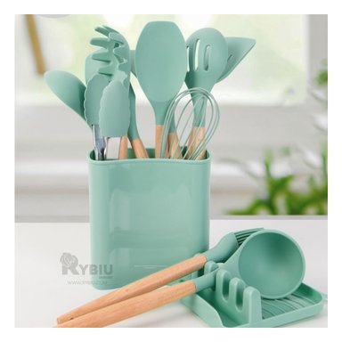 PACK 11 UTENSILIOS RYBIU CO29872 VERDE AGUA CUCHARONES POSA CUCHARON