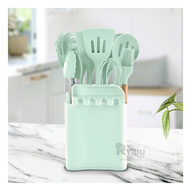 SET UTENSILIOS RYBIU CO29872 VERDE AGUA RESISTENTE AL CALOR + REGALO STICKERS