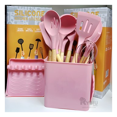 SET UTENSILIOS RYBIU CO29871 ROSADO IDEAL COCINA + PAPEL REGALO