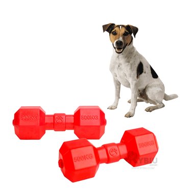 JUGUETE CAUCHO PERROS MA31162 RYBIU DIVERTIDO EN ROJO +STICKERS