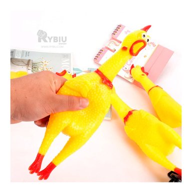 JUGUETE PERROS MA31167 RYBIU FLEXIBLE DE POLLO PARA MASTICAR AMARILLO +STICKERS