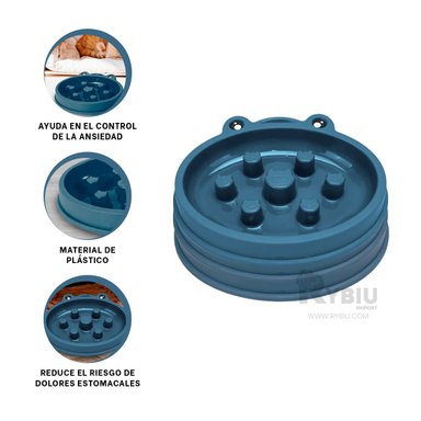 PLATO PERRO MA31300 PET DURADERO RANA COLOR AZUL Y STICKERS RYBIU