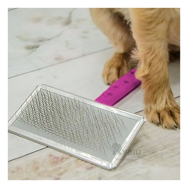 PEINE PERRO Y GATO RYBIU MA31232 CEPILLO QUITA PELOS DE METAL XL FUCSIA + PAPEL DE REGALO