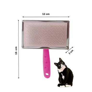 PEINE PERRO Y GATO RYBIU MA31232 CEPILLO QUITA PELOS DE METAL XL FUCSIA + PAPEL DE REGALO - 4