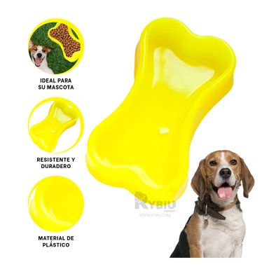 PLATO PERRO Y GATO MA31318 COMPACTO Y ÚTIL COLOR AMARILLO Y PAPEL REGALO RYBIU