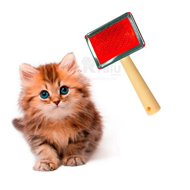 PEINE PERRO RYBIU MA31218 EVITA NUDOS TONO ROJO + PAPEL DE REGALO