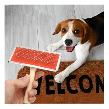 PEINE PERRO RYBIU MA31217 CEPILLO RESISTENTE TALLA M TONO ROJO + STICKERS - 5