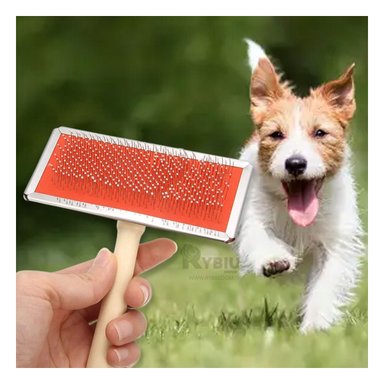 PEINE PERRO RYBIU MA31217 CEPILLO PET FACIL PEINADO TALLA M ROJO + PAPEL DE REGALO