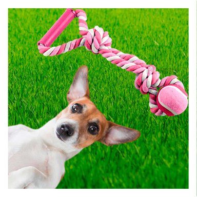 SOGA PERRO MA31369 CON AGARRE ROSADO + PAPEL DE REGALO RYBIU