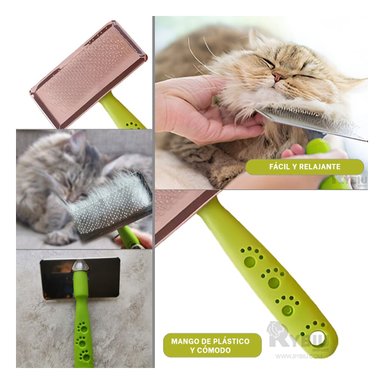 PEINE PERRO RYBIU MA31222 RECTANGULAR CEPILLO AGUJA VERDE