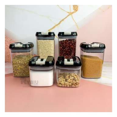 SET CONTENEDORES RYBIU CO30376 NEGRO PRACTICO 6 PIEZAS TAPA NEGRA + REGALO AGENDITA