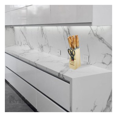 SET RYBIU PRÁCTICO MADERA + REGALO STICKERS CO30465 ACERO INOXIDABLE 8 PIEZAS