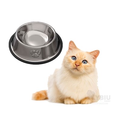 PLATO ACERO PERRO Y GATO MA31271 DURADERO PET HUELLAS Y JEBE TALLA M RYBIU