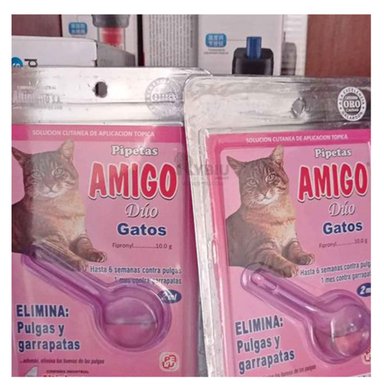 PIPETA GATOS RYBIU PULGAS DE EN MORADO Y+PAPEL DE REGALO