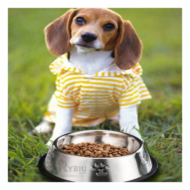 PLATO ACERO PERRO Y GATO MA31270 DURADERO PET HUELLAS Y JEBE TALLA L RYBIU