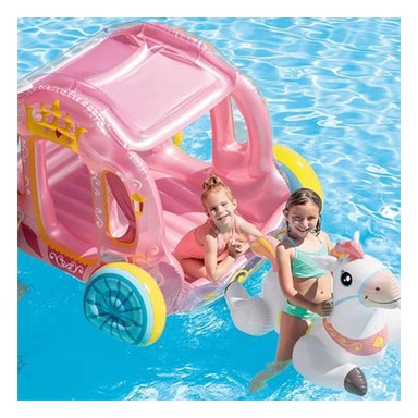 CARRUAJE RYBIU DE PRINCESA CON CABALLO PARA NIÑAS ROSADO