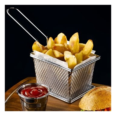 CANASTO FREIDOR RYBIU 1105 PLATEADO CESTA SUPERFICIE CUADRADA + PAPEL REGALO