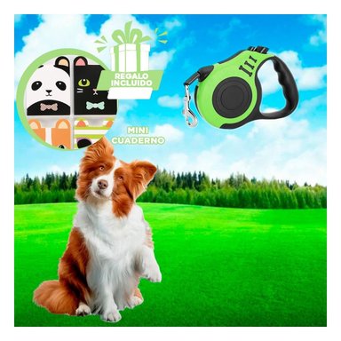 SOGA PERROS MA31385 RYBIU RECTRATIL Y COMODO DE 5M EN COLOR VERDE Y+AGENDITA