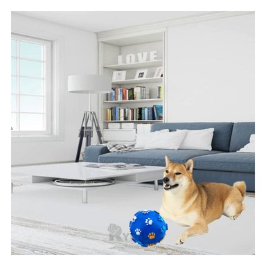 PELOTA PLASTICO PERROS MA31237 RYBIU PET HUELLAS EN AZUL +PAPEL DE REGALO - 2