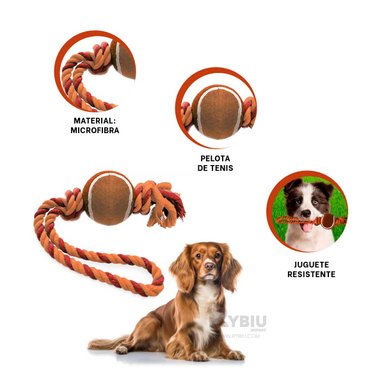 SOGA PERRO MA31357 CON BOLA TENNIS ANARANJADO +AGENDITA RYBIU