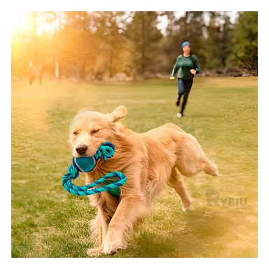 SOGA PERRO MA31354 CON NUDO Y PELOTA DE TENNIS AZUL RYBIU