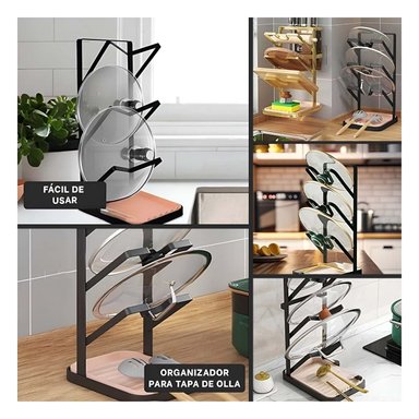 ORGANIZADOR RYBIU CO29880 ACERO INOXIDABLE NEGRO TAPAS OLLAS Y CUCHARAS - 5