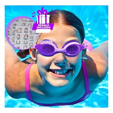 LENTES NATACIÓN RYBIU MG-F268A AJUSTABLES MORADO + REGALO STICKERS