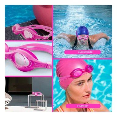LENTES NATACIÓN RYBIU MG-F268A CLASES PISCINA ROSADO - 5