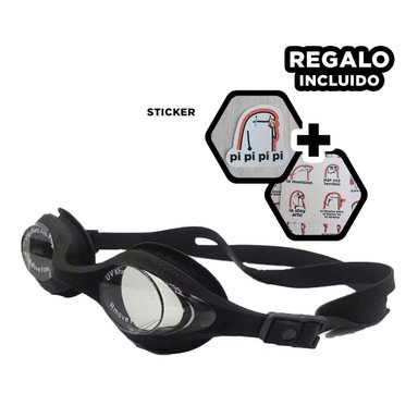 LENTES NATACIÓN RYBIU MG-1600 PROTECTORES NEGRO + REGALO STICKERS