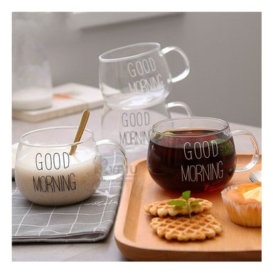 TAZA RYBIU PARA LATTE FUNCIONAL GOOD MORNING +REGALO STICKERS CO29910
