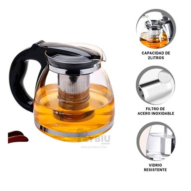 TETERA RYBIU CO30490 NEGRO 2L CON DISEÑO ELEGANTE + REGALO AGENDITA - 4
