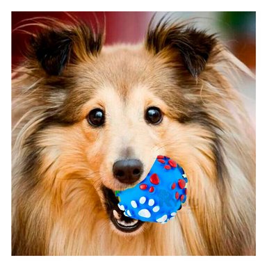 PELOTA PERROS MA31239 RYBIU PARA JUGAR PET EN COLOR AMARILLO +STICKERS