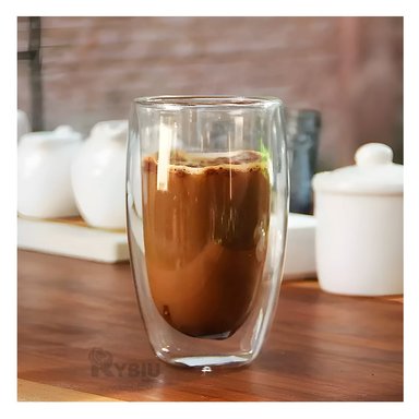 VASO ELEGANTE PARA HOGAR DOBLE CAPA 400ML RYBIU 560 +REGALO AGENDITA