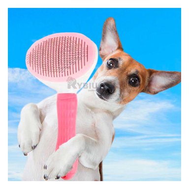 PEINE PERRO Y GATO RYBIU MA31214 CON EXPULSADOR DE PELUSA PET ROSADO