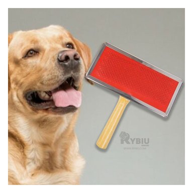 PEINE PERRO RYBIU MA31216 PET METAL MANGO DE MADERA LIGERO ROJO TALLA L