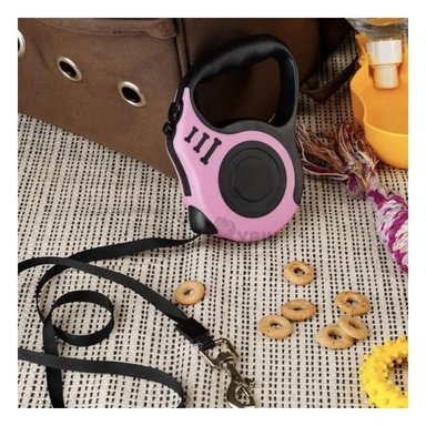 SOGA PERROS RYBIU RETRACTIL 3 METROS MASCOTA EN ROSADO