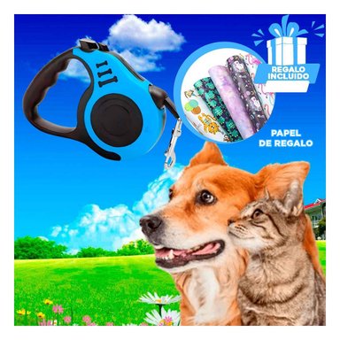 SOGA PERROS MA31381 RYBIU RETRACTIL ERGONOMICO 3M DE AZUL Y+PAPEL DE REGALO