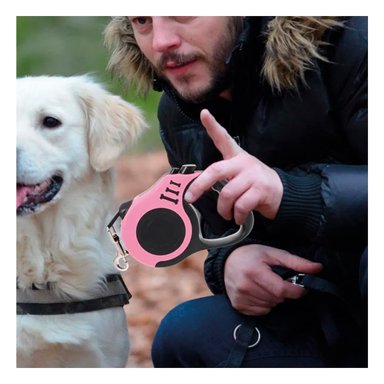 CORREA PERROS MA31383 RYBIU 5M RESISTENTE PARA CAN EN ROSADO Y+AGENDITA