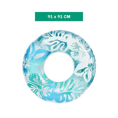 FLOTADOR CELESTE TIPO ARO DE 91 CM CON ESTAMPADO DE ALGAS Y FLORES - 4