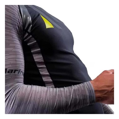 REMERA ELASTICO NAILON HOMBRE PLOMO NEGRO CON MANGA LARGA TALLA L Y+PAPEL REGALO