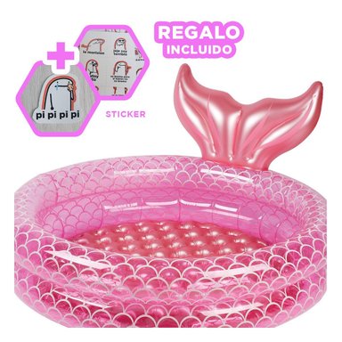 PISCINA INFLABLE DECORATIVA CON COLA DE SIRENA PARA PATIO Y JARDIN Y+REGALO STICKER - 1