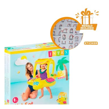 BOYA AMARILLO PORTATIL INFLABLE NIÑOS PISCINA FACIL INFLADO DIVERTIDO PRACTICO Y+REGALO STICKER - 1
