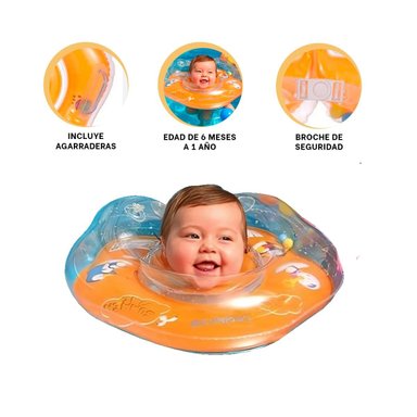 ARO DE CUELLO ANARANJADO PARA BEBE DE 66 X 44 CM PARA ACTIVIDADES EN AGUA - 3